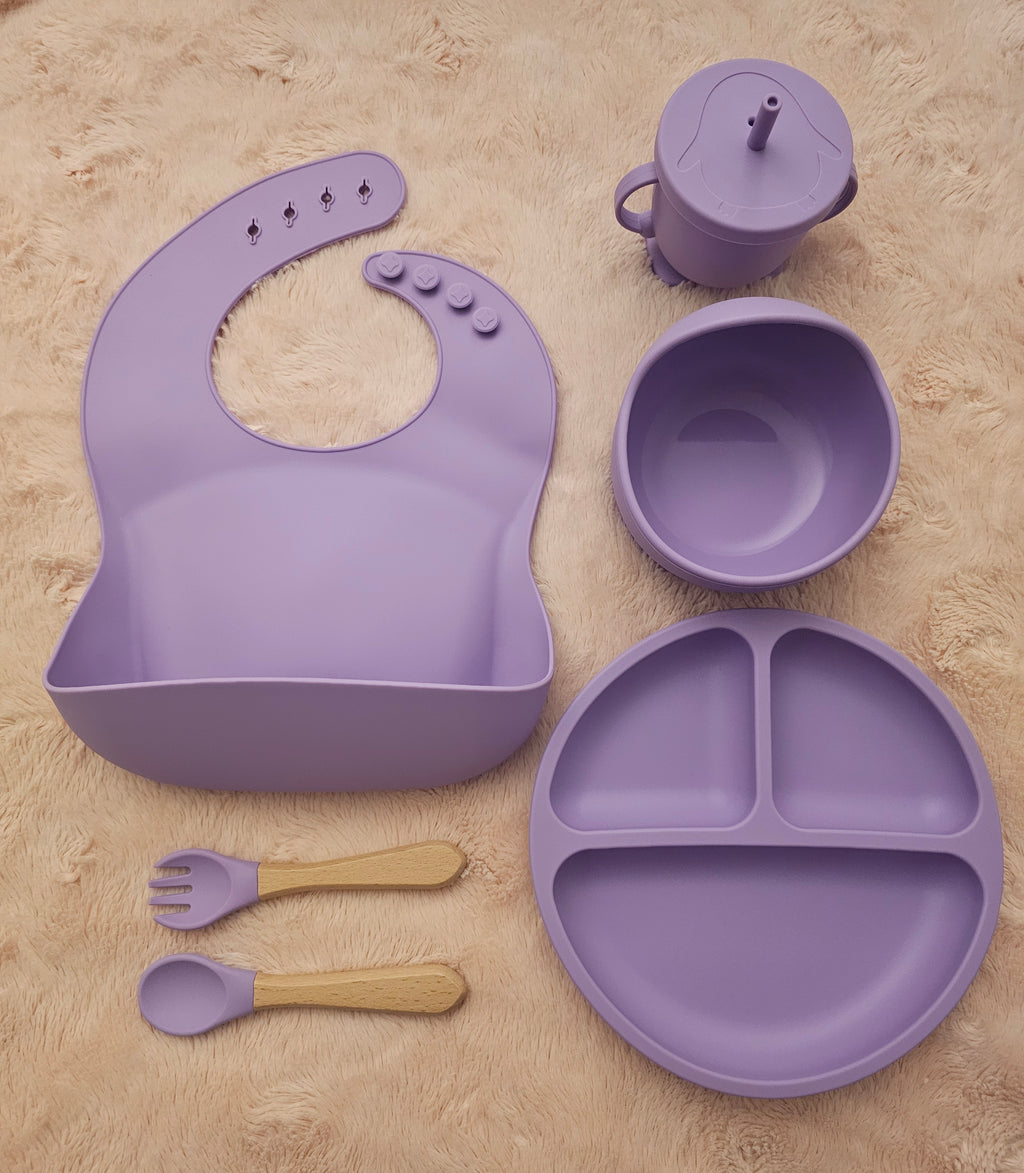 Baby Feeding Set Silicone BPA Free 100% Food grade - Amethyst Purple