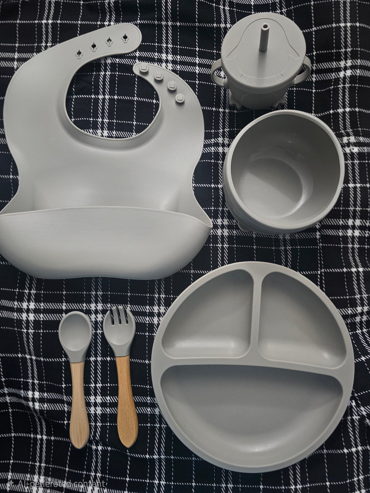Baby Feeding Set Silicone BPA Free 100% Food grade - Pebble Grey