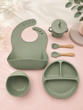 Baby Feeding Set Silicone BPA Free 100% Food grade - Sage Green