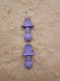 Baby Silicone Self-Feeding Spoon & Fork Set with Choke Guard - Amethyst Purple
