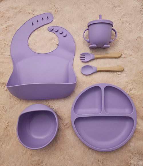 Brave Amethyst Purple- Baby Silicone Feeding Set with Suction | BPA-Free | 6-Piece